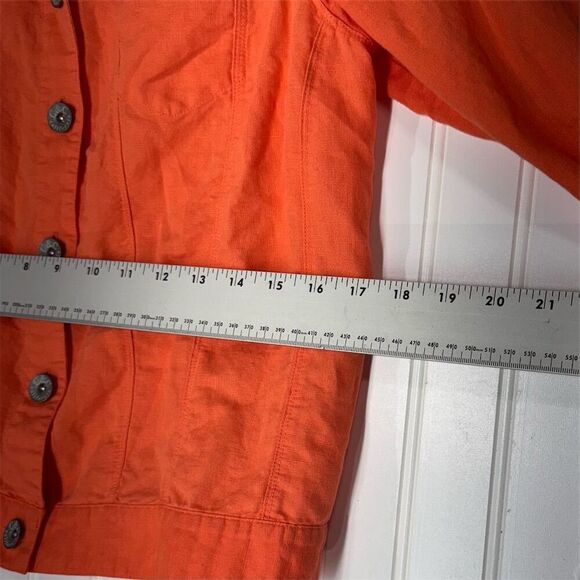 Vibrant Orange C&C California Cropped Linen Blend Jacket S | Y2K Retro Utility - Picture 7 of 8